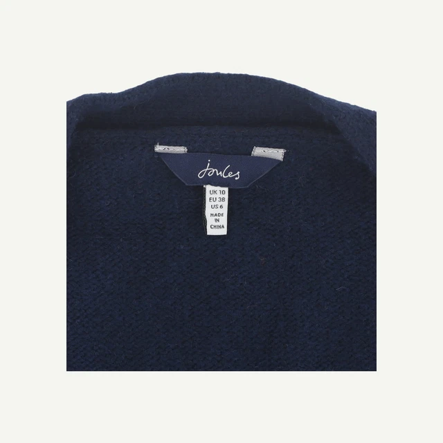 Joules langärmelige Damen-Cardigan marineblau Poly-Mischung V-Ausschnitt gestreift Größe 10 3