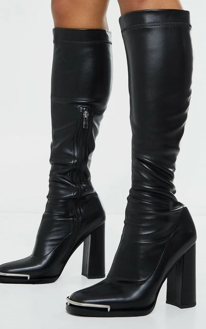 Bnib 7 Plt Black Pu Leather Knee High Clubbing Nightclub Boots