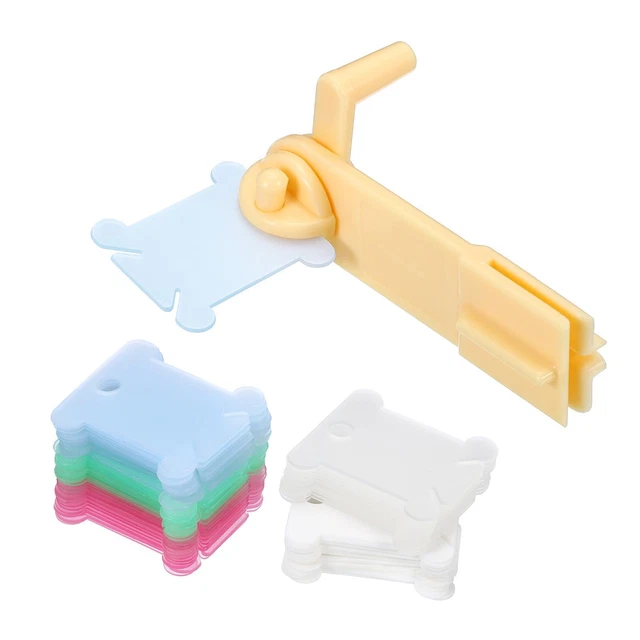 150 piezas placa de tarjeta de hilo de coser de hilo dental de plástico con bobinador, multicolor