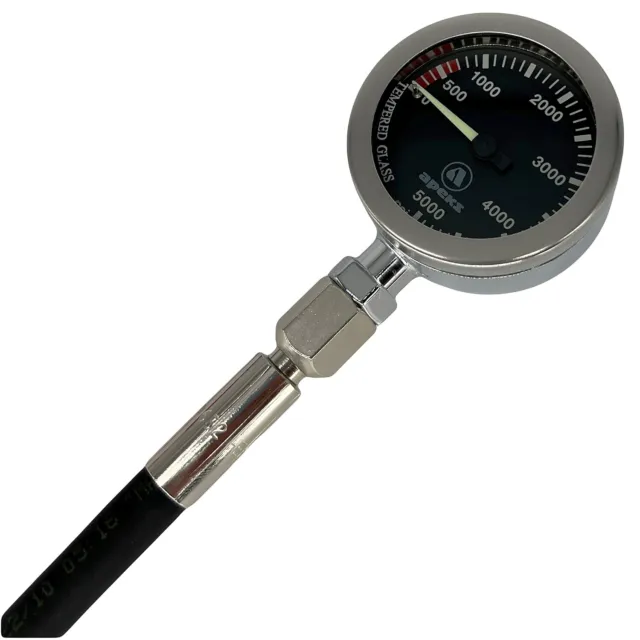 SF-1 TopDeal: Apeks TEK Gauge IMPERIAL SPG52 mit Gummi HD-Schlauch Chrom poliert