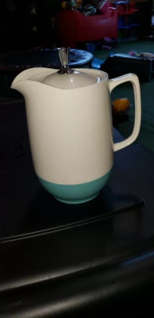 VTG Mid Century Pitcher Vacron Vacuum Server Bopp-Decker White Teal Blue w Lid VTG Mid Century Pitcher Vacron Vacuum Server Bopp-Decker White Teal Blue w Lid