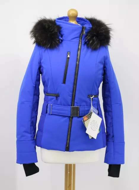 Poivre Blanc Hollie Stretch Real Fur Womens Ski Jacket True Blue Rrp £750 Vi