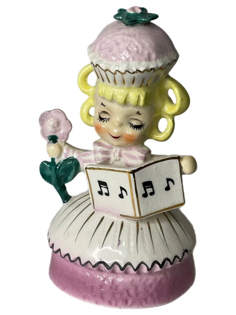 Vintage Enesco Sweet Shoppe Cupcake Bell Shop Girl Music Pink Flower Figurine Vintage Enesco Sweet Shoppe Cupcake Bell Shop Girl Music Pink Flower Figurine