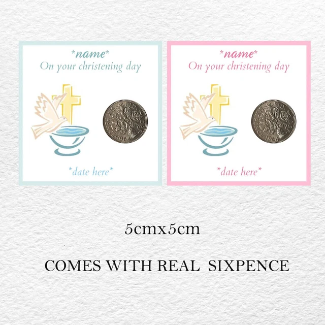 Personalised Christening Lucky Sixpence Token – Bible Design (Made In UK)