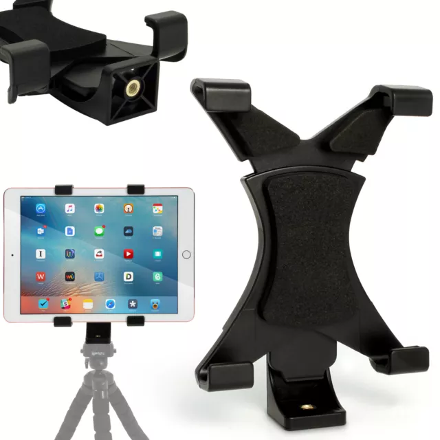 Tablet Holder Mount Bracket 1/4 Thread Adapter for Tripods Fits 7" - 10" Tablets