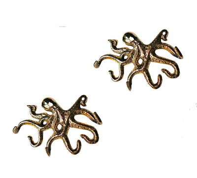 Brass Decorative wall Hooks Octopus Lot of 2 pcs *