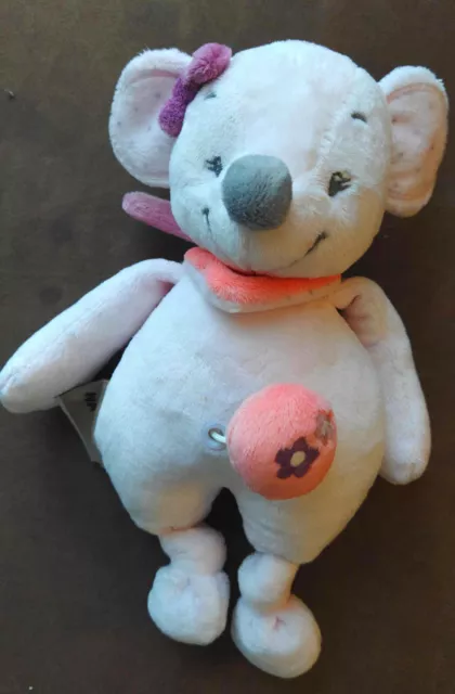Peluche Doudou Musical Souris Valentine Nattou Rose Et Grise H 25 Cm