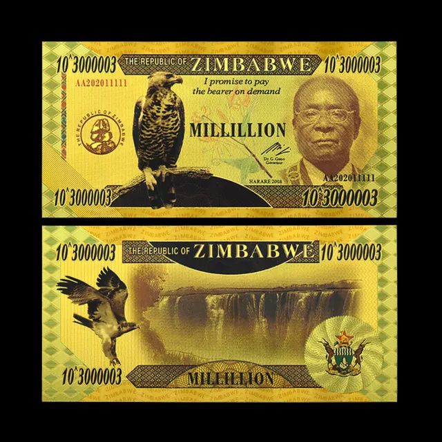 17pcs Zimbabwe Gold Banknotes One Hundred Trillion Dollars Africa Notes 3