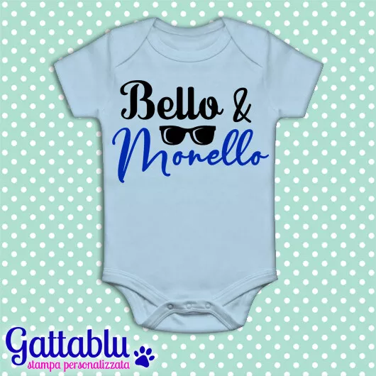 Body pagliaccetto bimbo bebè neonato azzurro Bello e Monello