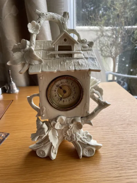 Remains of Antique White Ceramic Junghans Black Forest Clock