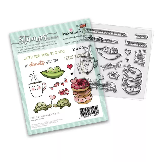 Polkadoodles Donuts About You Clear Stamp Set Valentine Anniversary Card Making