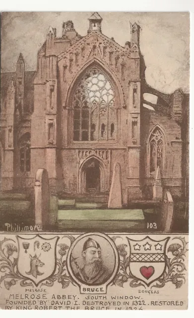 Postcard Artist Phillimore Melrose Abbey  Scotland No 103