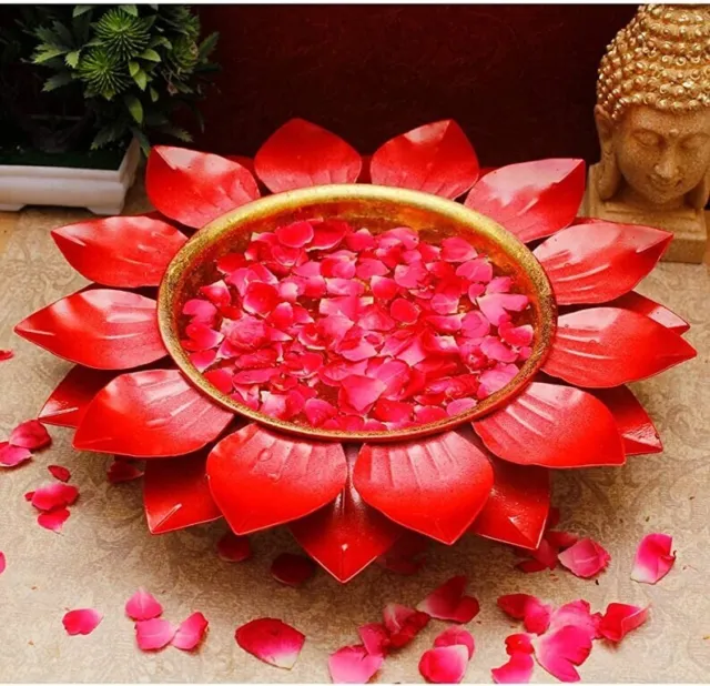 Lotus Design Urli Bowl Decorative Bowl Showpiece Diwali decoration Red Bowl