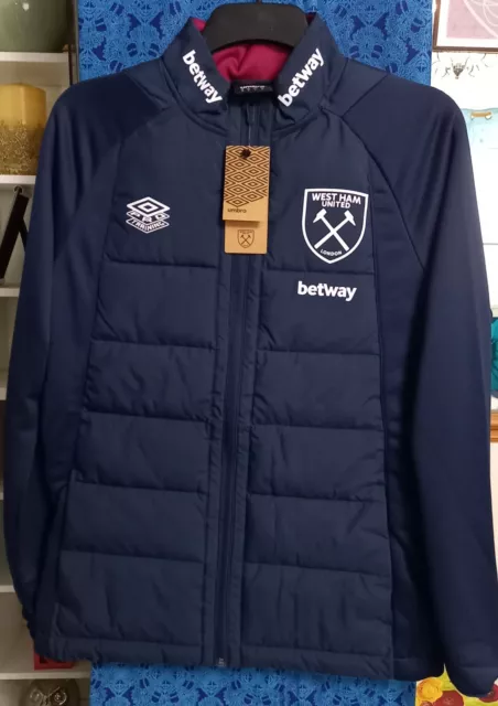 Umbro West Ham United FC Thermal Jacket in Dark Navy/Red Plum, Men's Size Medium