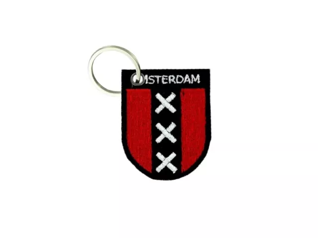 Porte cle cles clef brode patch ecusson drapeau blason ville amsterdam