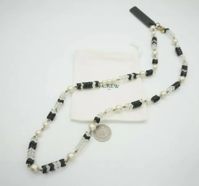J.Crew Faux Pearl Beaded Long Necklace*Classic Black & White*No Pouch*