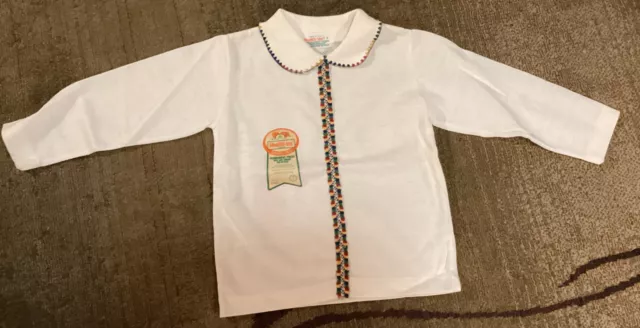 Vintage Health Tex Longsleeve Shirt Size 4T Toddler Stripe Colorful Embroidered