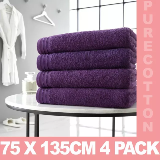 4 Pieces Egyptian Cotton Towels Large Bath Sheet Super Soft Towel Bale Set