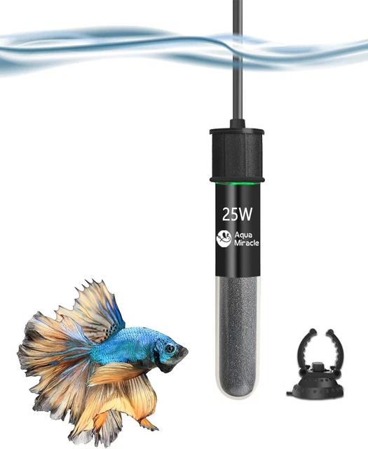 25W Small Aquarium Heater Submersible Fish Tank Heater Betta Heater, Easy Operat