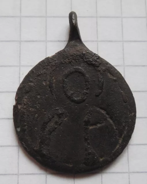 Viking period ancient double-sided bronze pendant with niello 3