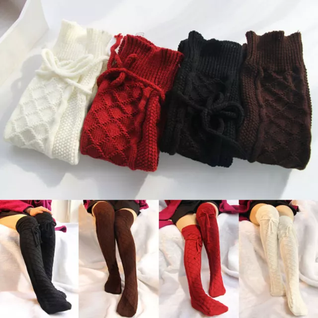 Winter Warm Womens Ladies Knitted Thigh High Long Socks Over The Knee Stockings