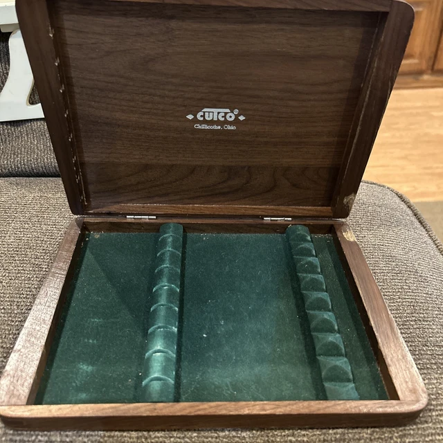 Vintage Cutco Steak Knife Organizer Green Brown Logo Wooden Box Only 8 Slots
