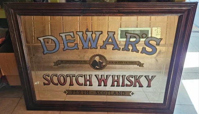 Vintage Dewars Scotch Whisky Pub Mirror Queen Victoria Perth Scotland