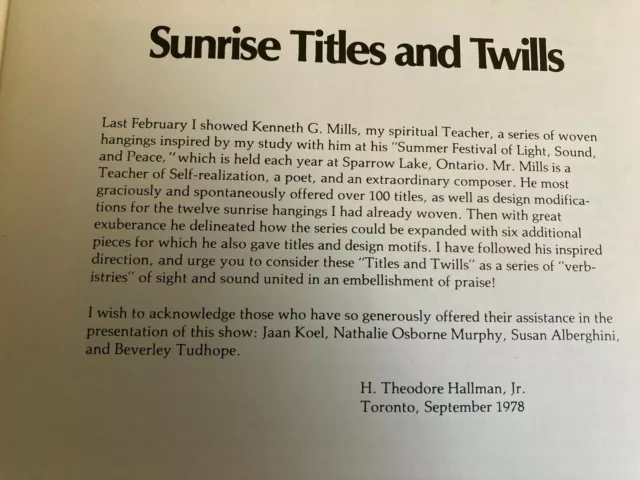 Sunrise Titles And Twills, Royal Ontario Museum, 1978 3