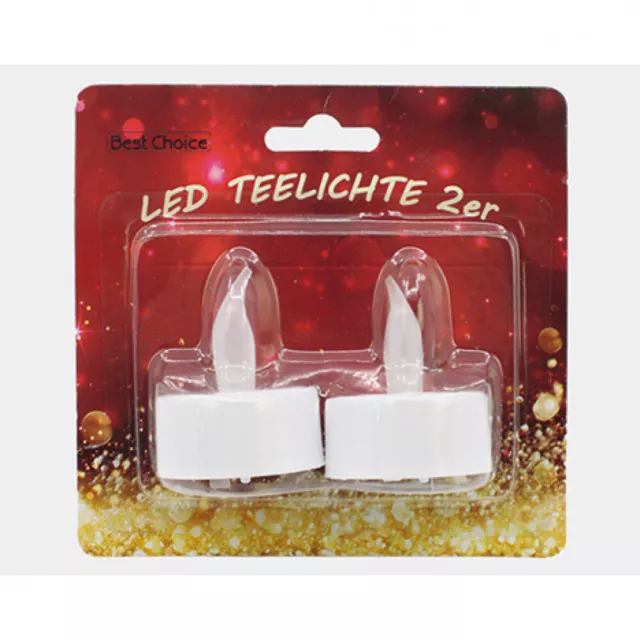 2x LED Luces de Té / Velas Con Baterías 4cm x 3cm