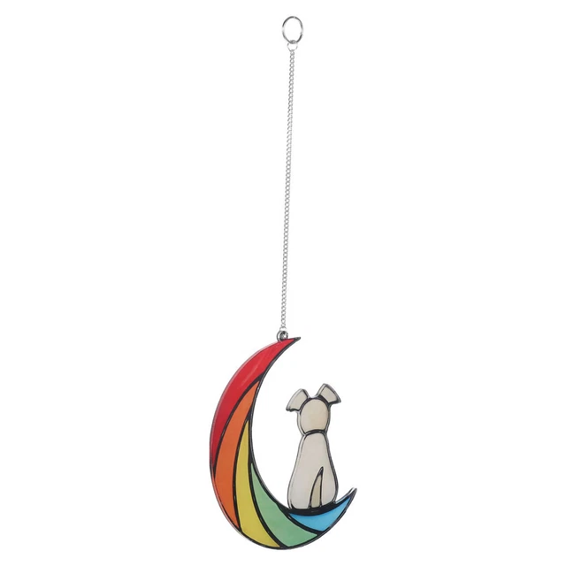 Acchiappasole finestra in acrilico colorato da appendere, design luna-cane,