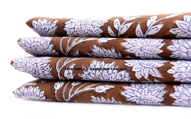 4.6m Indien 100% Coton Vinaigrette Couture Artisanat Marron Imprimé Floral Tissu