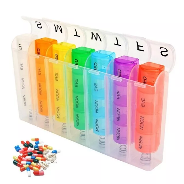 Weekly Pill Box Organizer 7 Day Organizer Case Pop Up Medicine Storage Container