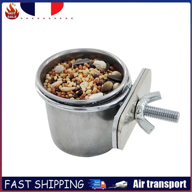 Stainless Steel Hang Cage Bowl Parrot Feeding Food Drinking Dish (5.5cm)