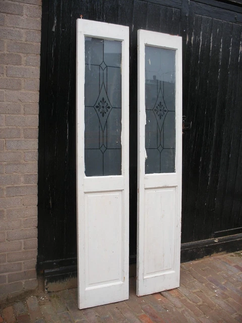 Pair of glazed pine internal doors to fit standard doorway
