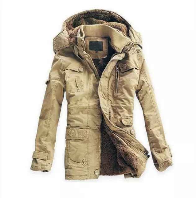 NEW MEN'S WINTER Warm Fleece Faux Fur Coat Hoodies Parka Overcoat ...