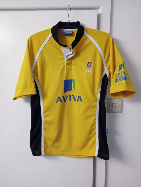 England Rfu Yellow Aviva Premiership Rugby Union Shirt By Gilbert Size Medium