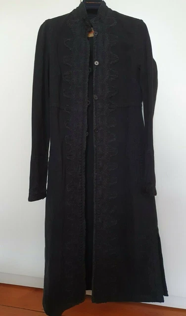 Cappotto jeans DKNY trench S =34 36 IT40 100% cotone maxi collo lungo in piedi