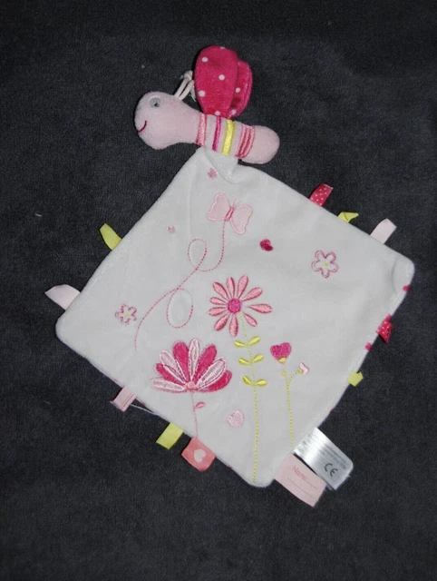 NICOTOY Doudou Plat Papillon SIMBA TOYS KIABI Libellule Blanc Rose Fleur TTBE