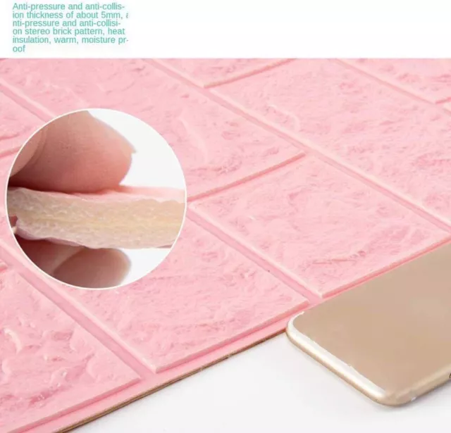 10 CARRELAGES MURAUX AUTO-ADHÉSIFS ROSE, BRIQUES, 3D, 77x70X2MM, MOUSSE PVC 3