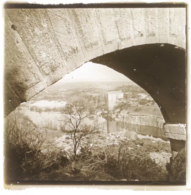 Pont Riviére c1930 Photo Plaque de verre Stereo Vintage VR16L24n3