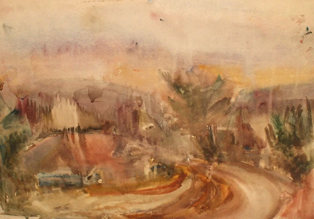 Paysage peinture aquarelle expressionniste