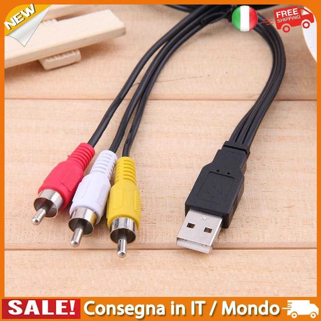 IT New 1.5M 5ft USB Male A to 3 RCA AV A/V TV Adapter Cord Cable Audio AV Cable