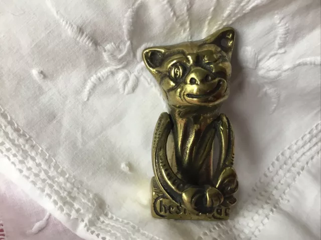 Vintage Cheshire Cat Small Brass Door Knocker