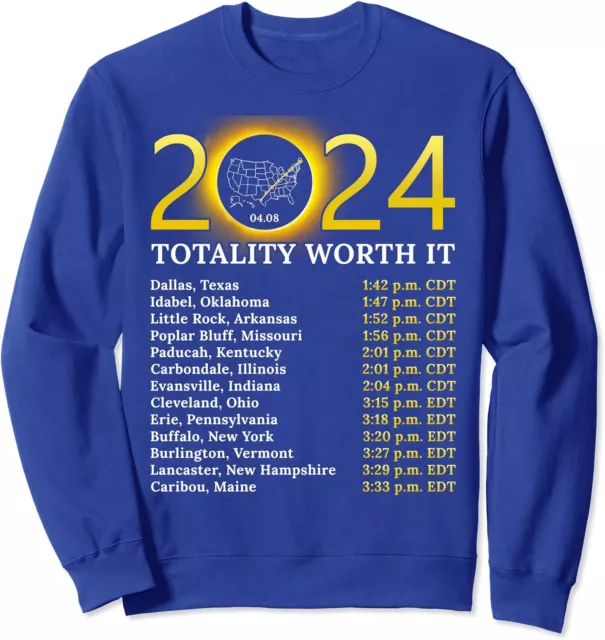 Solar Eclipse 2024 Funny Totality Worth It Total USA  Unisex Crewneck Sweatshirt