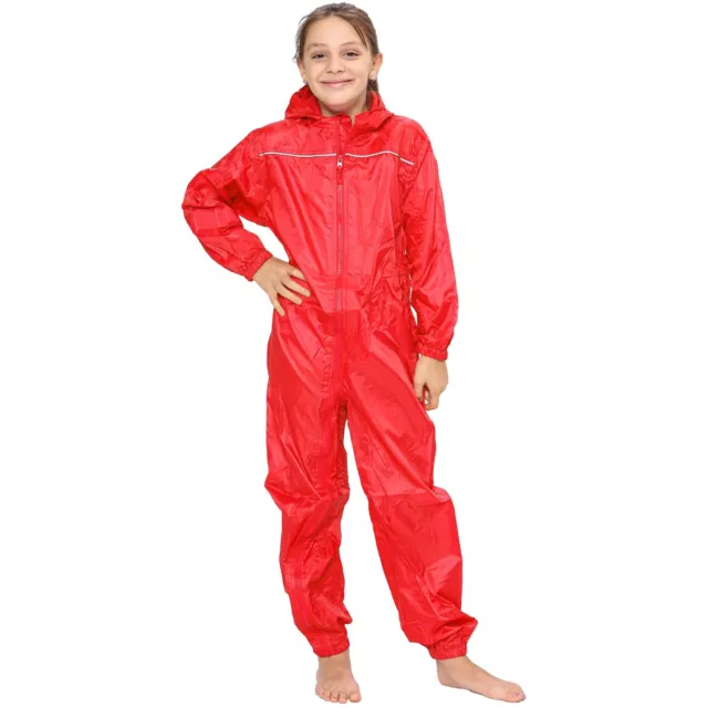 Girls Boys Raincoat Red Nose Day Puddle Suit Rainwear Waterproof Hooded Rainsuit