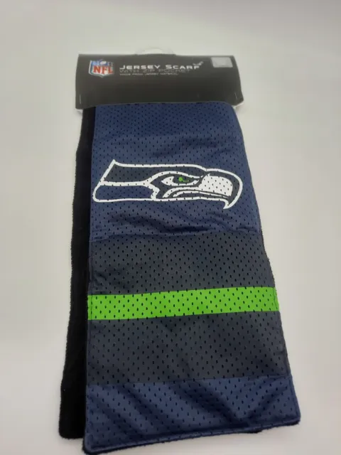 Seattle Seahawks NFL Authentic Jersey Scarf w/Zip Pocket NWT Football