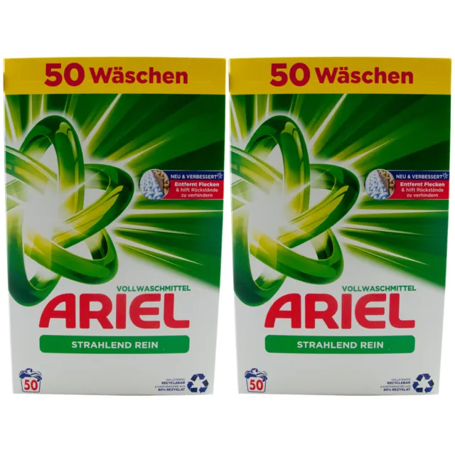 Ariel Glossy Loose Cleanser 2 x 50 Washes 3.25Kg Enhanced Formula