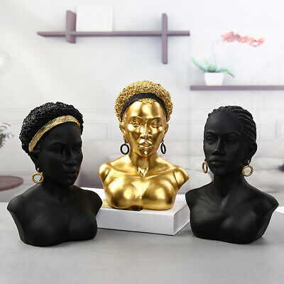 African Women Bust Art Sculpture Statue Bedroom TV Shelf Home Decor Arts
