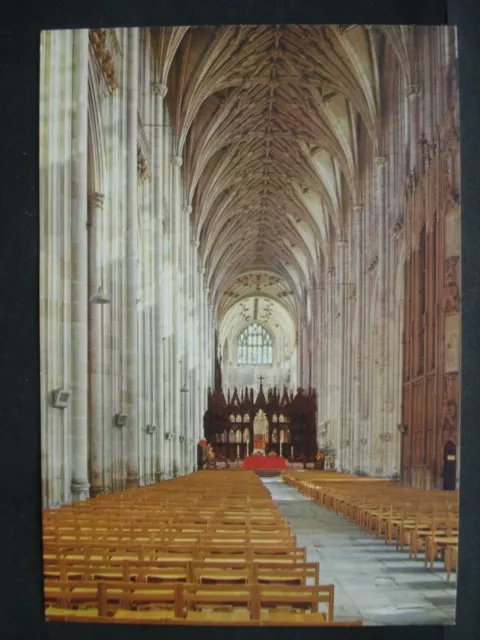 Unbenutzte farbige Vintage-Postkarte Winchester Kathedrale, Das Schiff