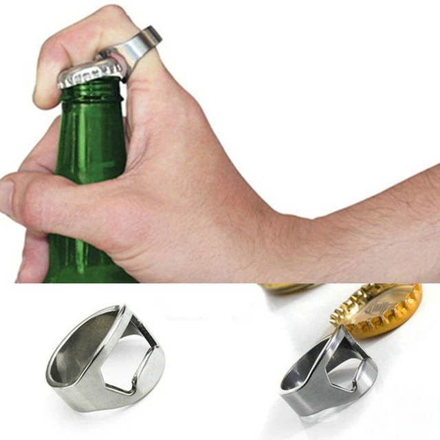 Apribottiglie Birra Barattoli Rimuovi Coperchio Acciaio Inox Anello Dito Design